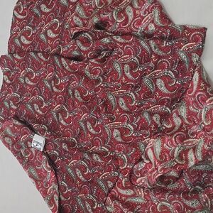 Wyoming Traders Paisley Pomegranate Royal Red Wild Rag Silk Scarf 34x35